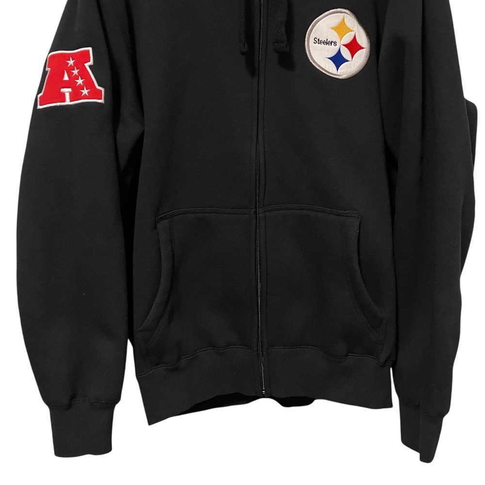 NFL Pittsburgh Steelers Black Hooded Fleece Lined Zip Up Sweatshirt Jacket - Picture 5 of 13